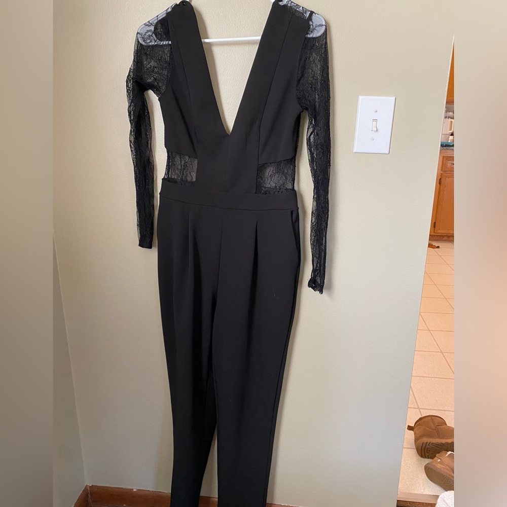 Black plunge jumpsuit